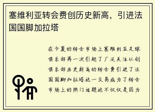塞维利亚转会费创历史新高，引进法国国脚加拉塔